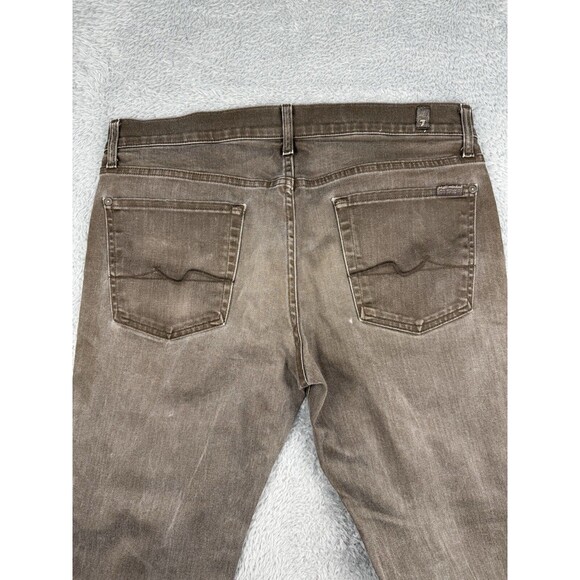 7 for all mankind SLIMMY Mens Brown Stone Washed Jeans 36/31 - Picture 5 of 9